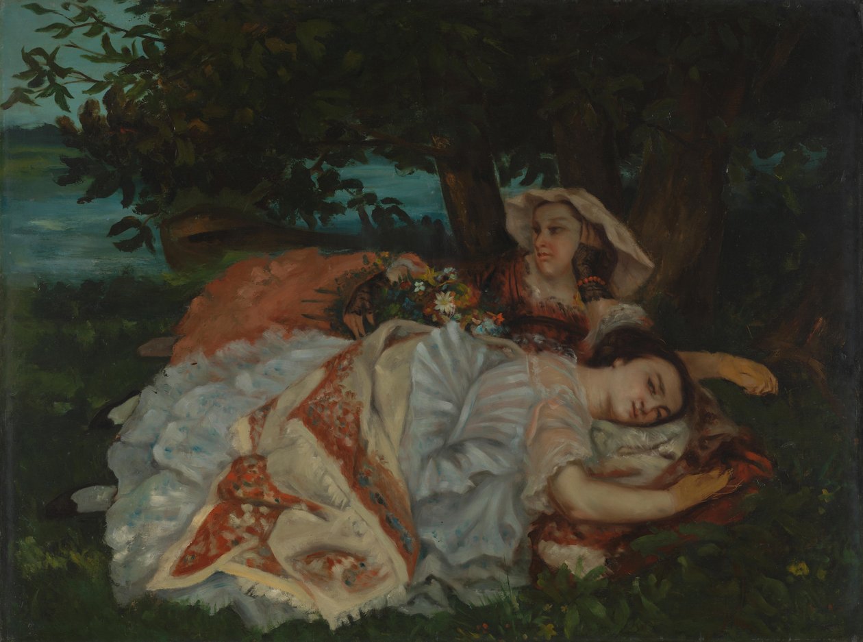 Unge damer på bredden af Seine, før 1857 af Gustave Courbet