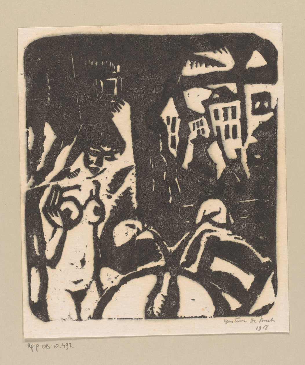 Interiør med nøgen kvinde og vindue af Gustave De Smet (signed by artist)