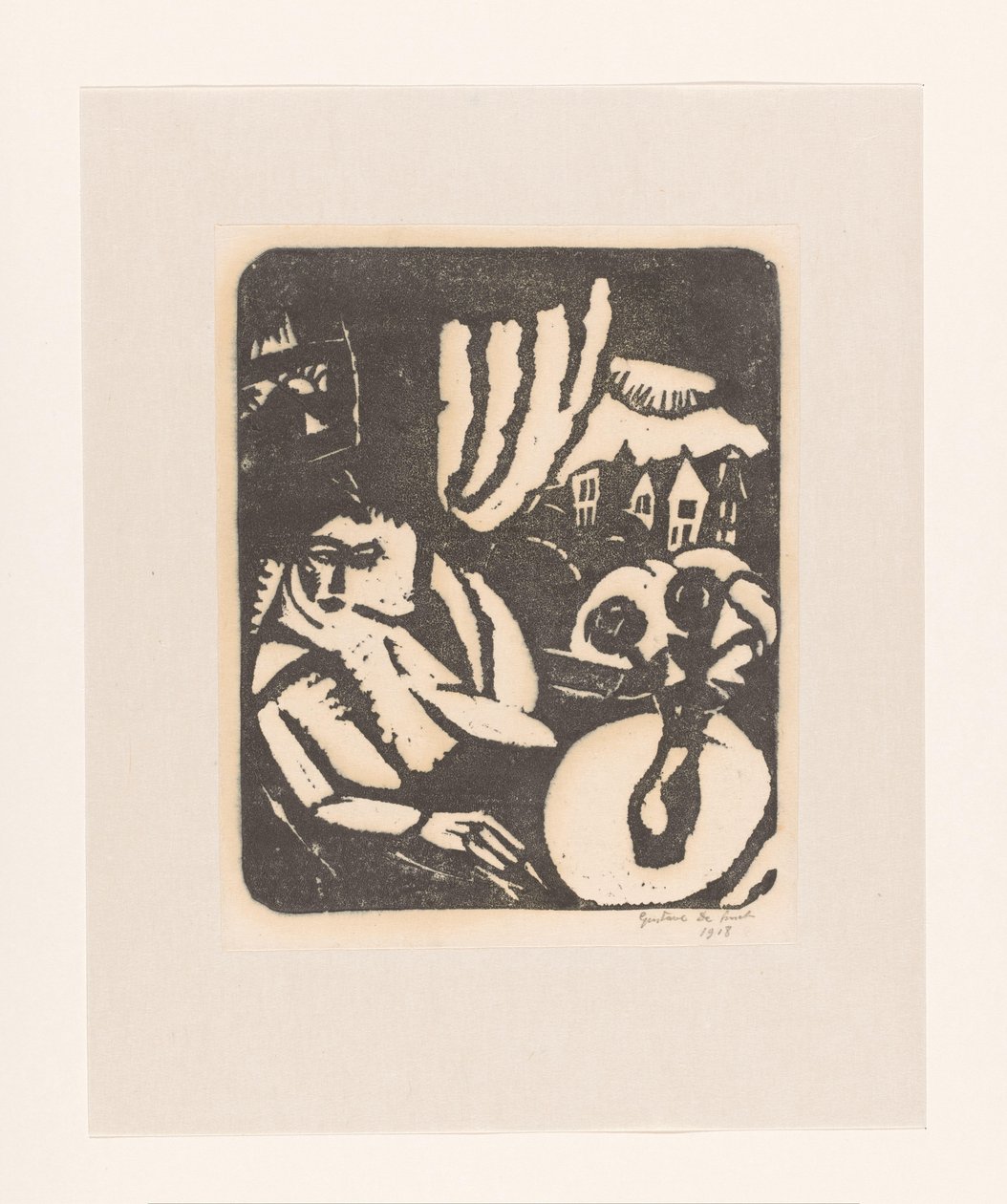 Kvinde sidder ved et vindue af Gustave De Smet (signed by artist)