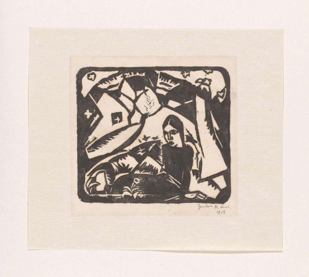 Siddende kvinde i et landskab af Gustave De Smet (signed by artist)