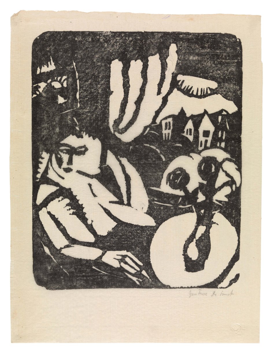 Hollandsk: Interieur eller siddende kvinde ved vinduet af Gustave de Smet