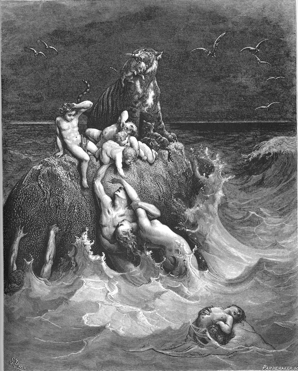 Den store oversvømmelse (1. Mos. 7:11-24) af Gustave Dore