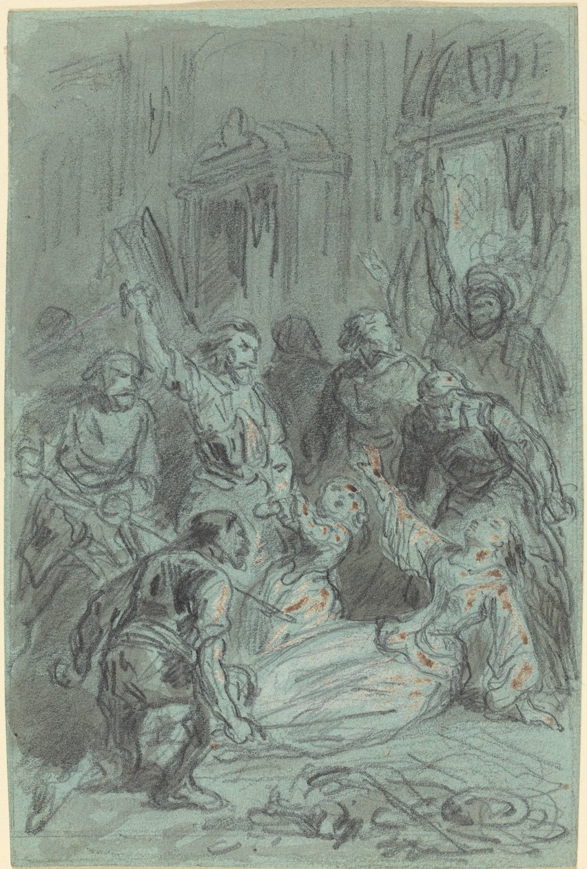 En dramatisk scene med en besvimende kvinde af Gustave Dore