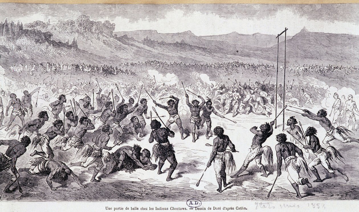 Et boldspil i Choctaws-indianerne - gravering af Gustave Doré af Gustave Dore