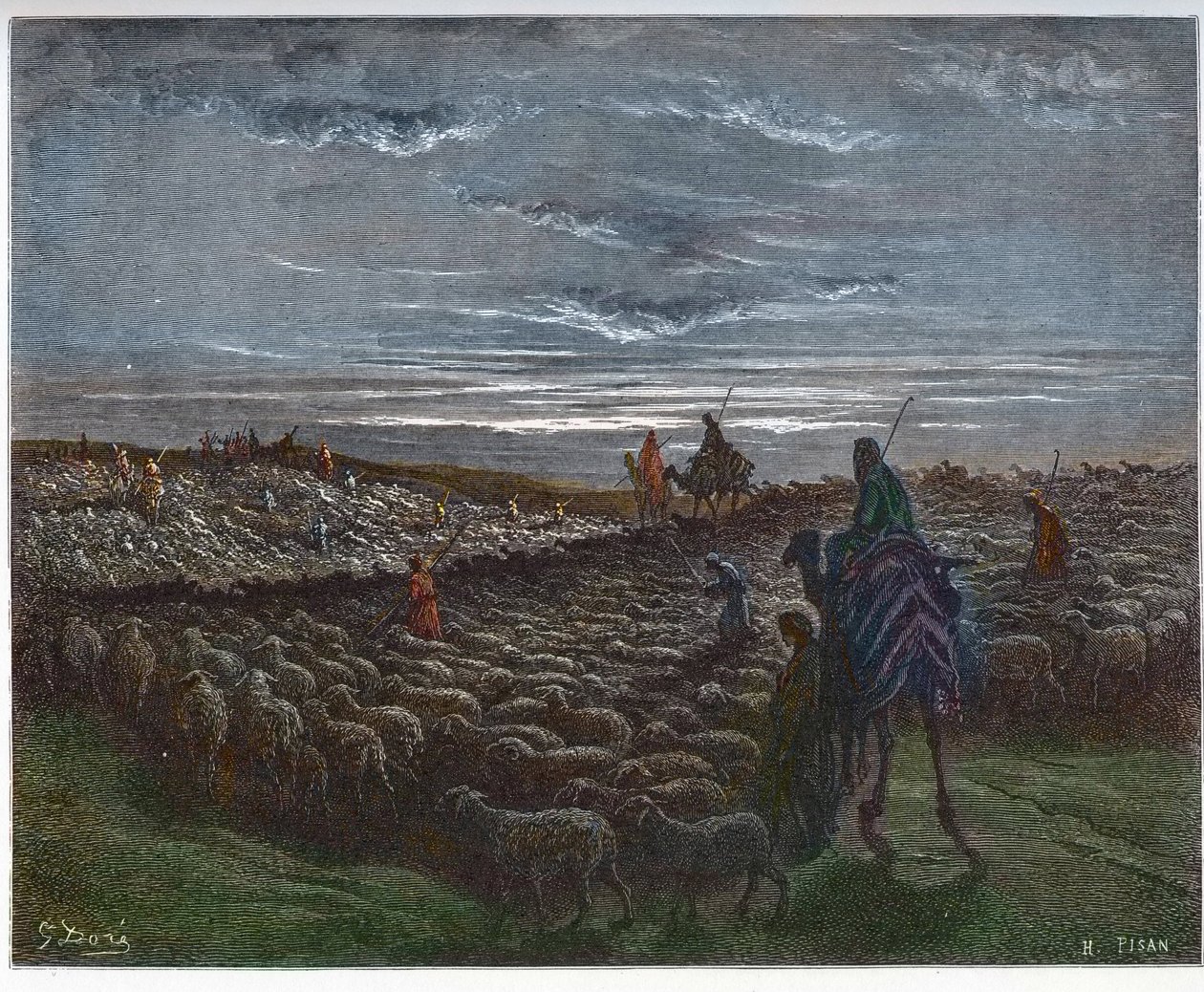 Abraham på rejse ind i Kanaans land - Abram slog sig ned i landet Kanaan - indgravering i "The Bible illustree" af Gustave Dore (1832-1883) - Indgravering fra "" The Dore Bible"" af Gustave Dore