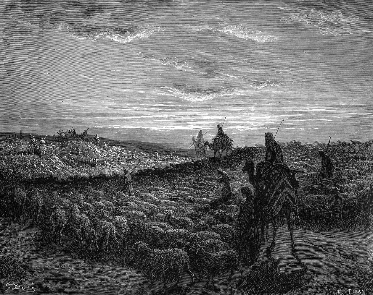 Abram på sin rejse ind i Kanaan - Bibelen af Gustave Dore