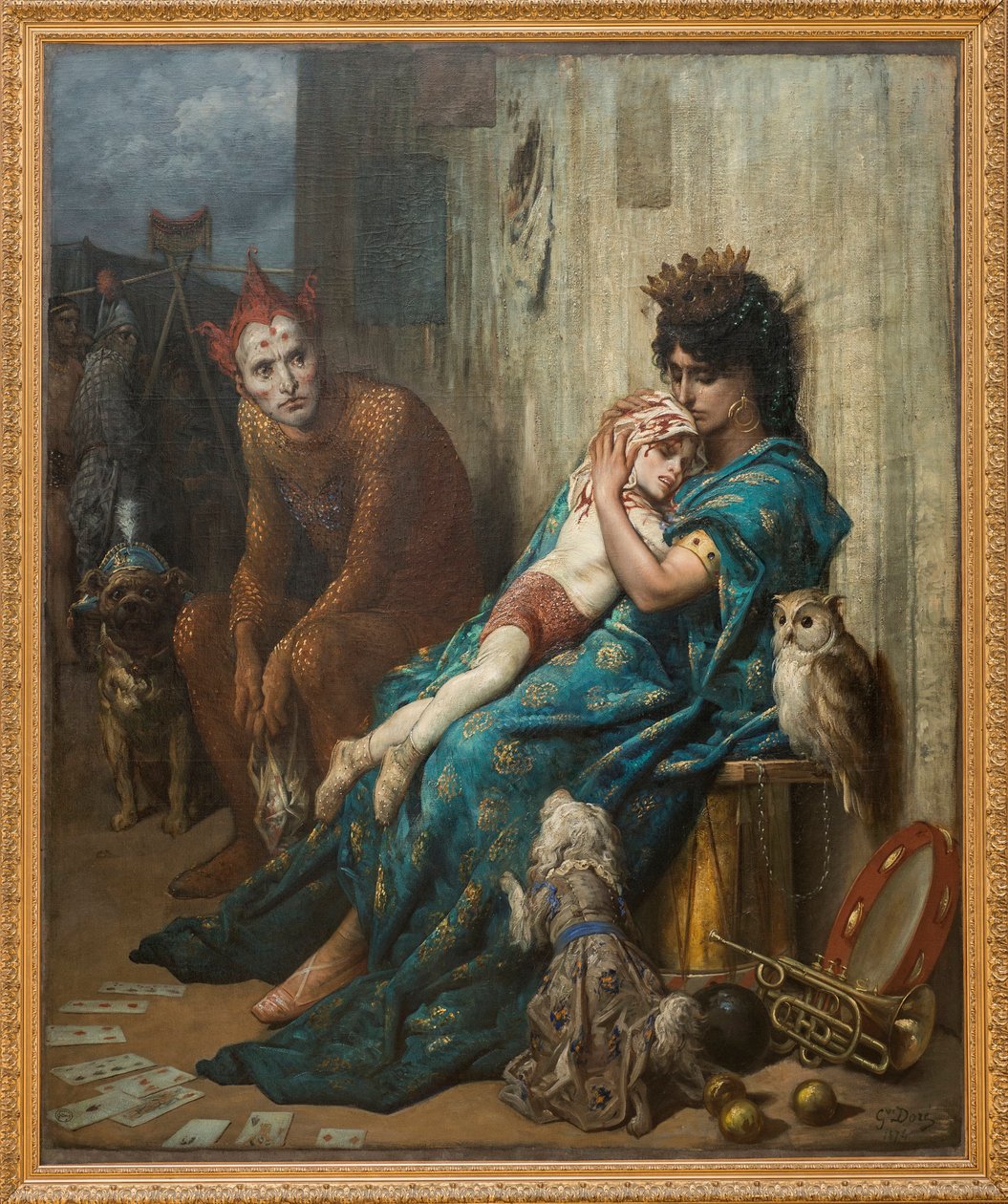 Acrobats - The Saltimbanks"" (sårbarnet) - Maleri af Gustave Dore (1832-1883) af Gustave Dore