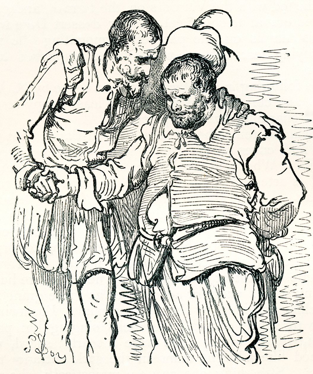 Efter en originaltegning af Gustave Dore af Don Quixote og Sancho Panza. Fra Life and Reminiscences of Gustave Dore, udgivet i 1885. af Gustave Dore
