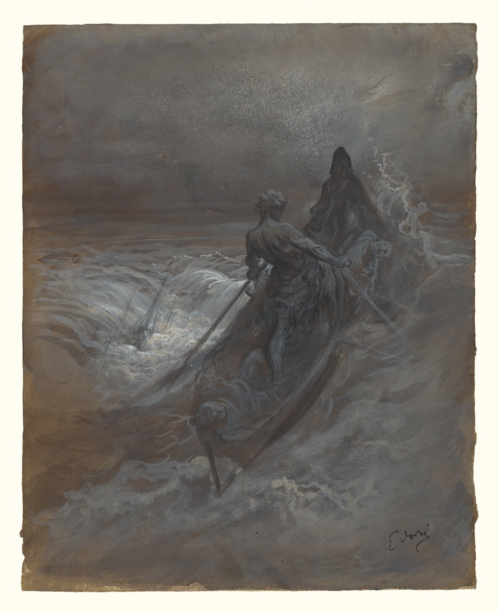 Efter skibbruddet - Design til en illustration af Coleridges The Rime of the Ancient Mariner af Gustave Dore