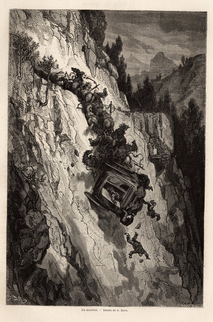 Et uheld af flid, tegning af Gustave Dore (1832-1883), for at illustrere hans rejse til Spanien med C. Davillier i 1862. Indgravering i "" Le tour du monde ", redigeret af Edouard Charton af Gustave Dore