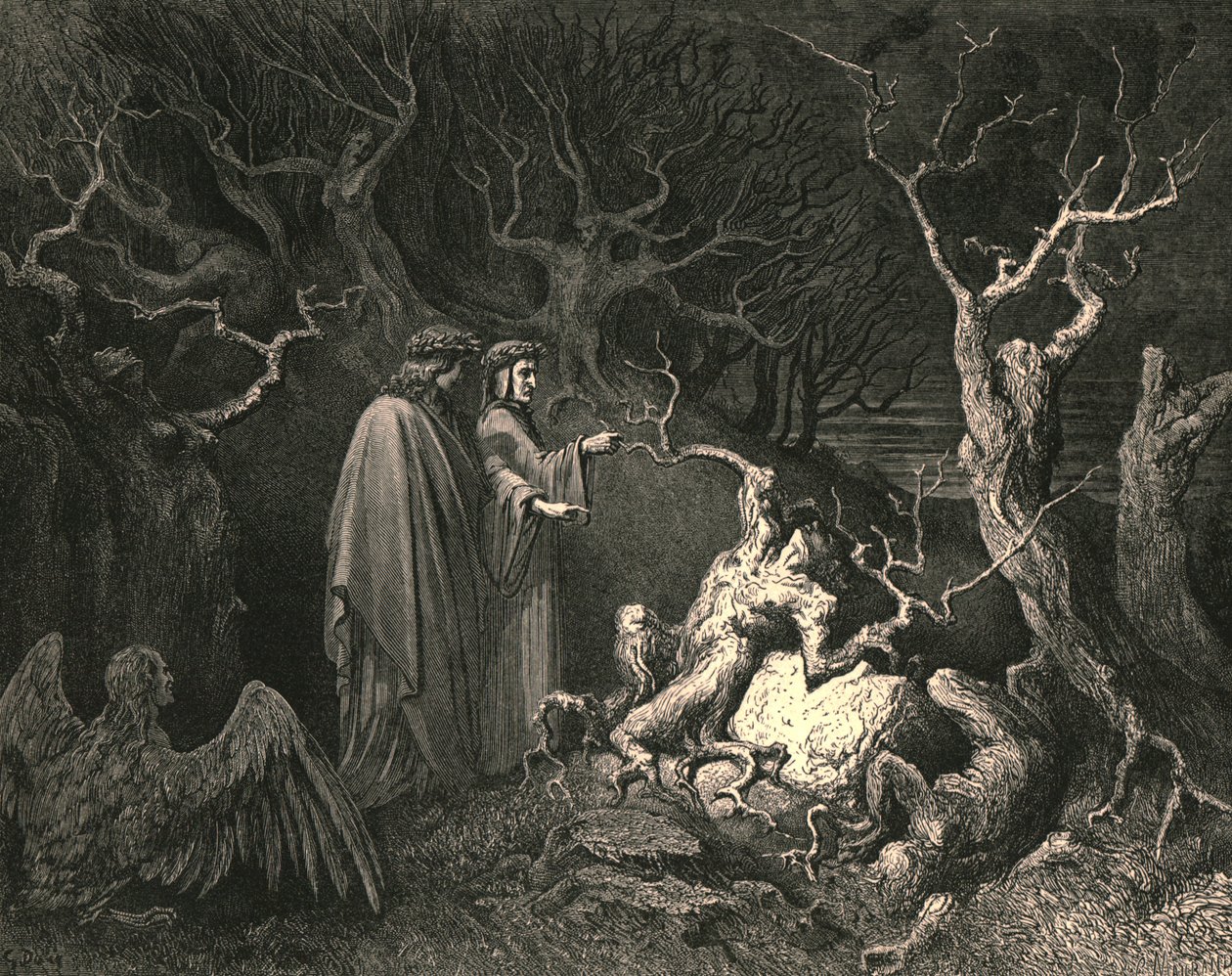 Og lige udbrød stammen: Hvorfor plukker du mig, c1890. af Gustave Dore