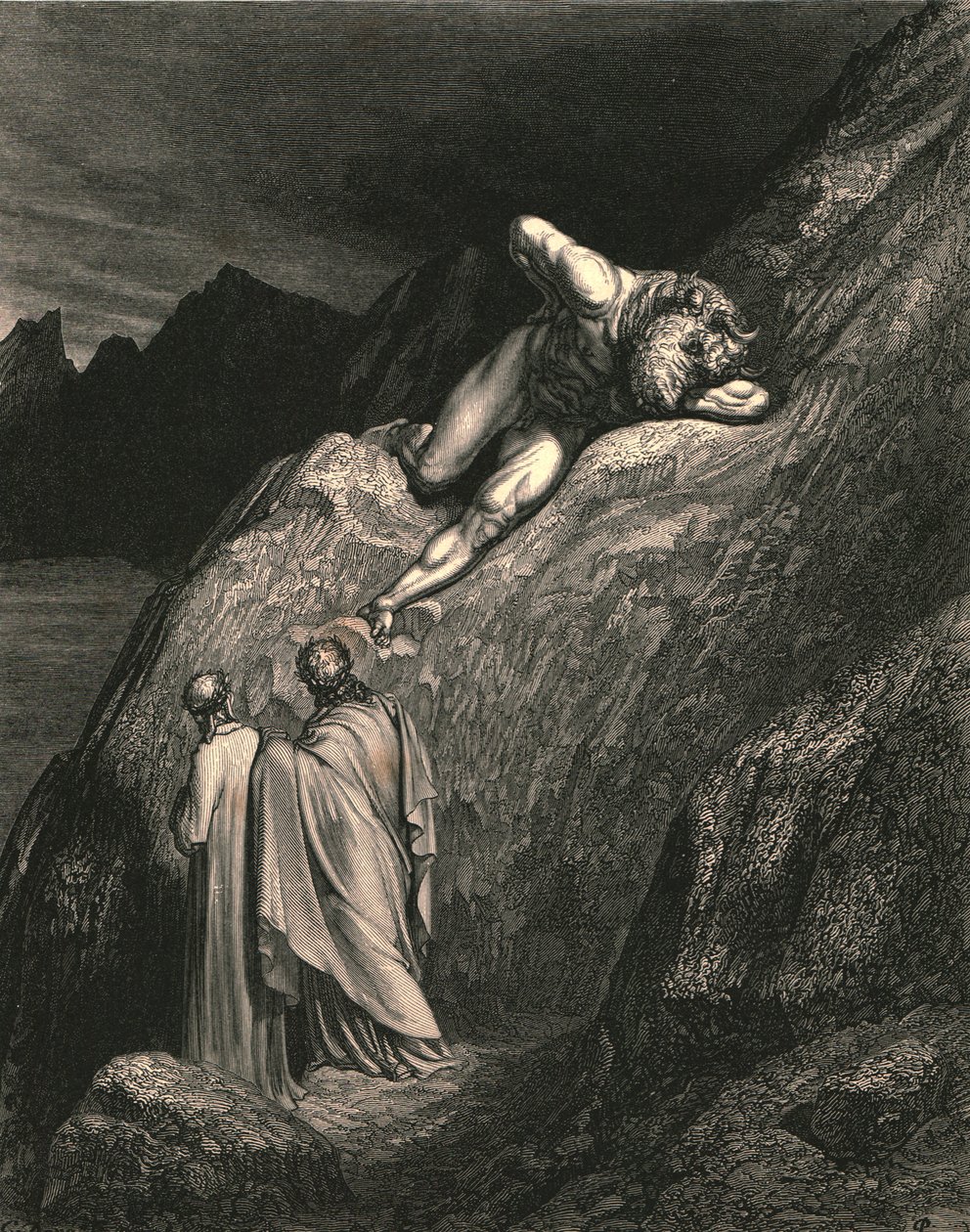 Og dér på punktet af den adskilte højderyg lå Kretas skændsel, c1890. af Gustave Dore