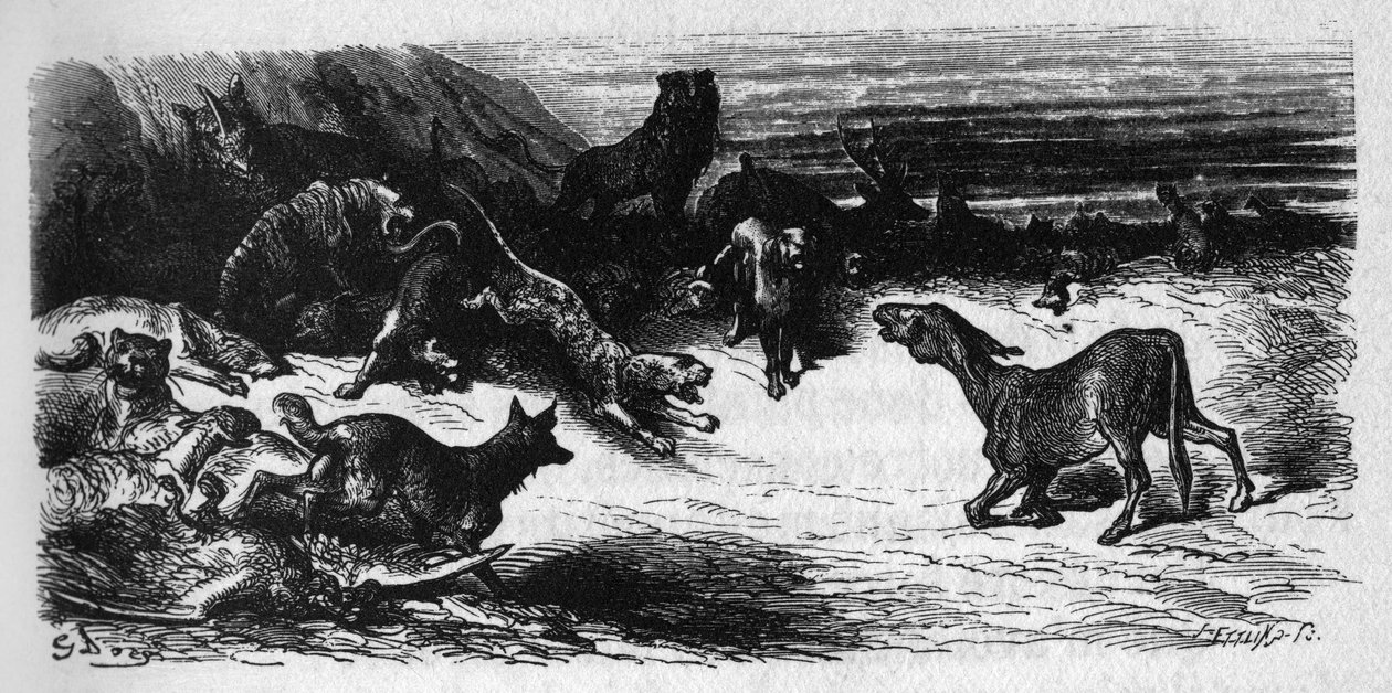 Dyr, der er syge af pesten. Fabler af Jean de La Fontaine (1621-95). Illustration af Gustave Dore. af Gustave Dore