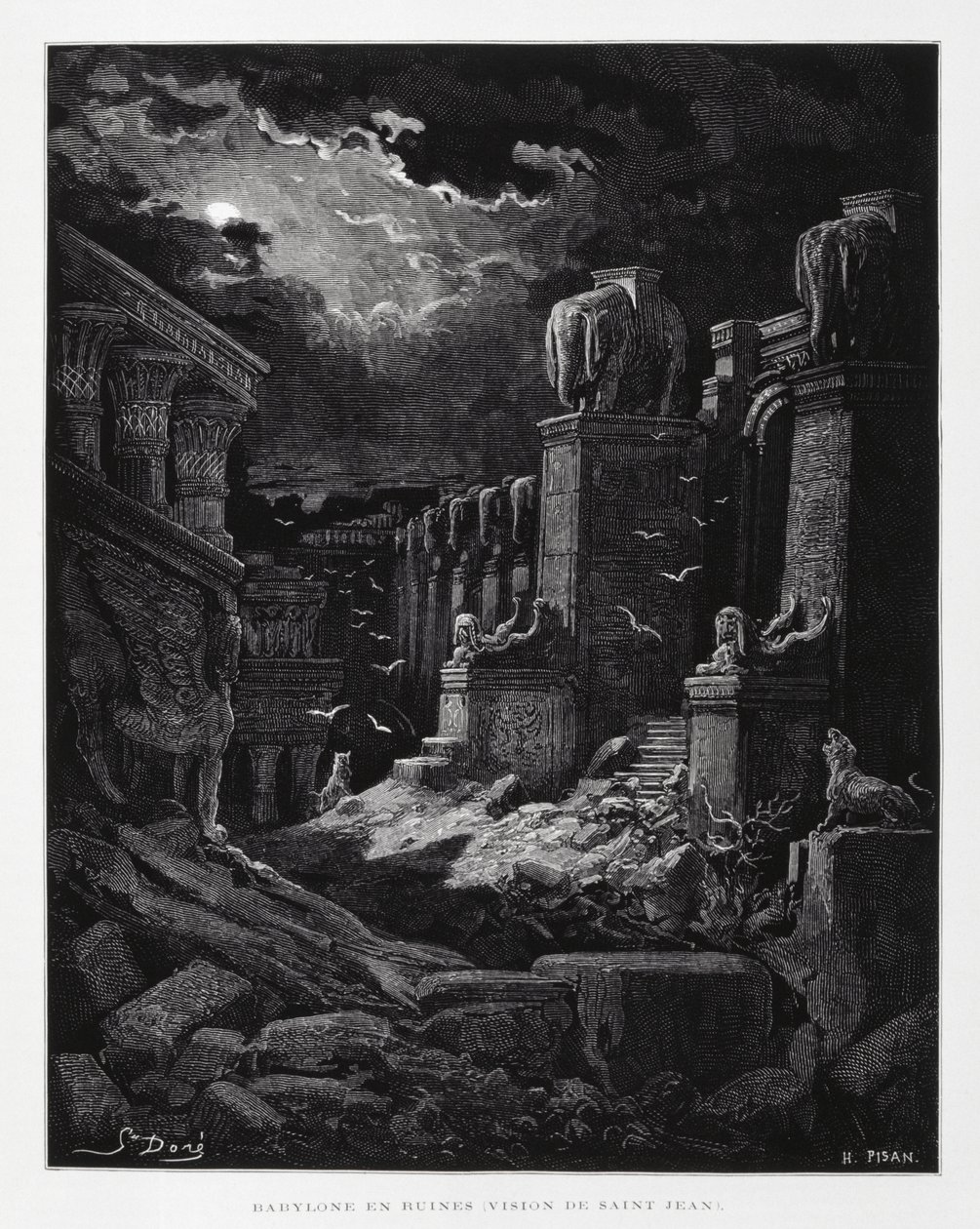 Babylon i ruiner (Johannes Døberens vision), illustration fra Dore-bibelen af Gustave Dore