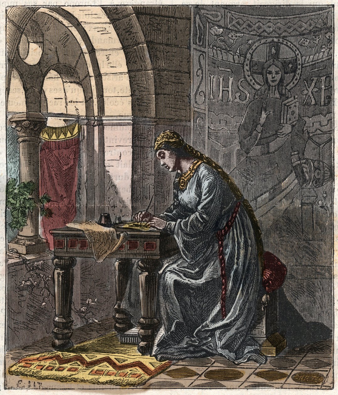 Bertrade af Montfort (1070-1117) Dronning af Frankrig (kone til Philip I, konge af Frankrig) i Fontevrault - Indgravering af Gustave Dore fra det 19. århundrede i "" National History Illustred of France fra de mest tilbagetrukne tider til i dag" 1876 - Pri af Gustave Dore
