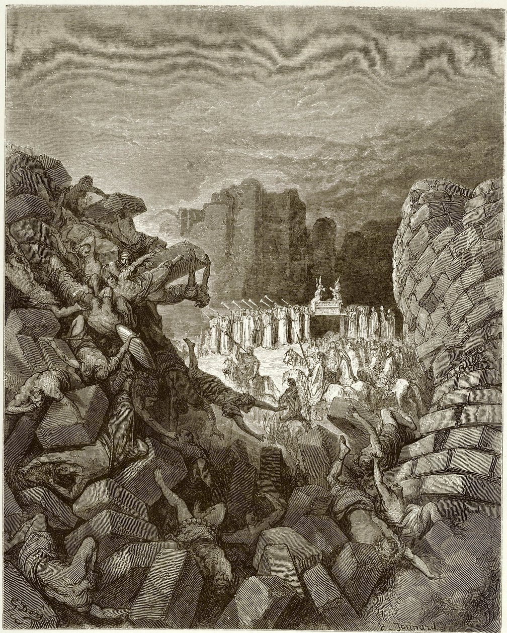 Bibelen: Jerikos mures fald. Gravering af Gustave Dore, ca. 1860. af Gustave Dore