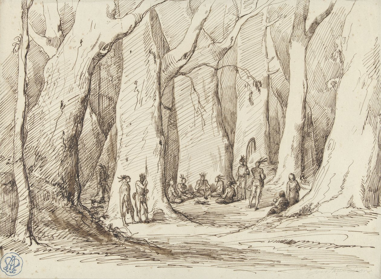 Indsamling af indianere i en skov af Gustave Dore