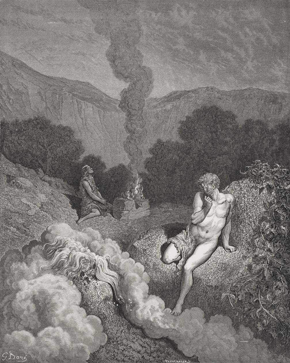 Kain og Abel ofrer, illustration fra Dores 