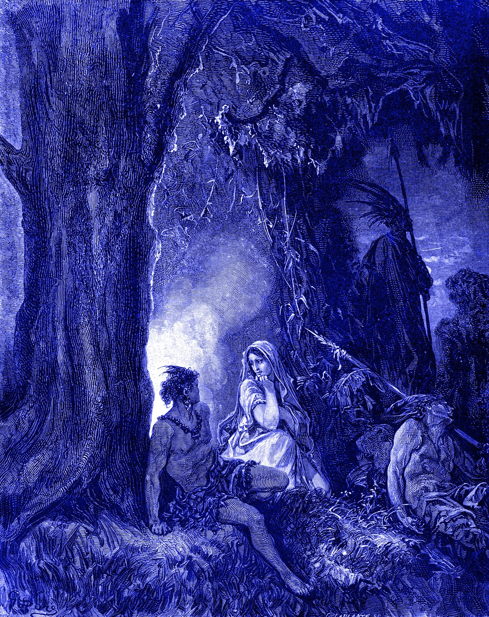 Chactas og Atala, gravering af Doré. af Gustave Dore