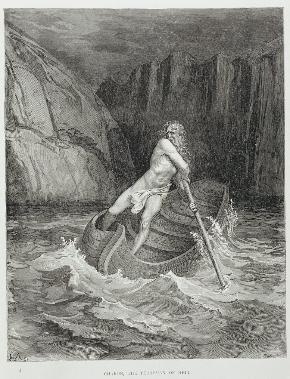Charon, the Ferryman of Hell, fra The Divine Comedy (Inferno) af Dante Alighieri (1265-1321) indgraveret af Stephane Pannemaker (1847-1930) ca. 1868 af Gustave Dore