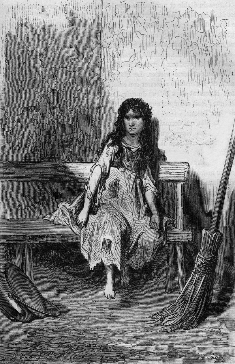 Chiquita, illustration af Gustave Dore af bogen Kaptajn Fracasse af Theophile Gautier af Gustave Dore
