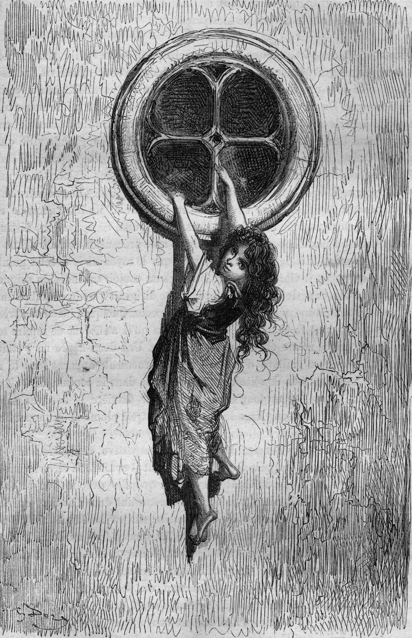 Chiquita, illustration af Gustave Dore af bogen Kaptajn Fracasse af Theophile Gautier af Gustave Dore