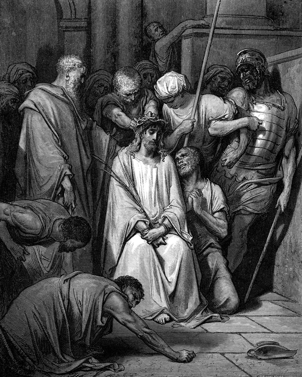 Kristus hånede og Tornekronen sat på hans hoved af Gustave Dore