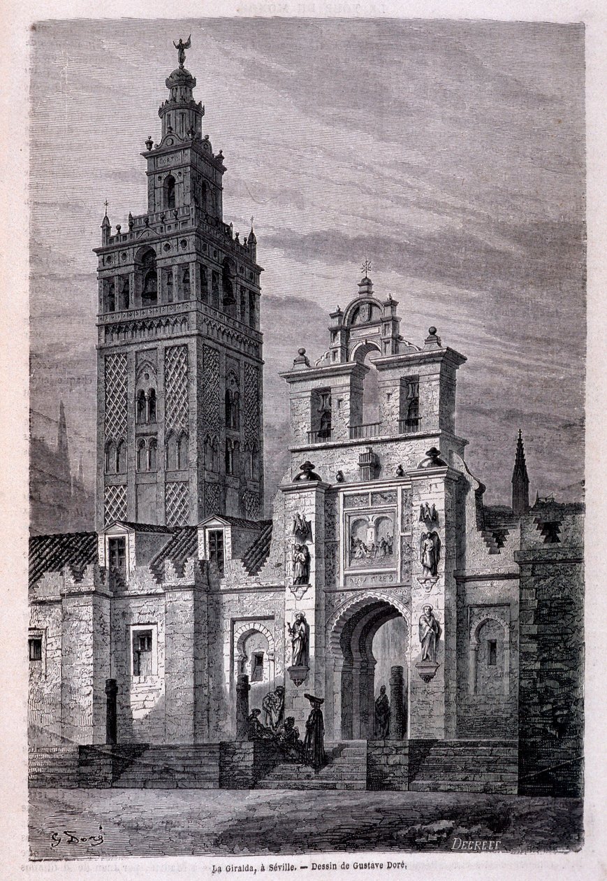 Church of the Giralda a Sevilla af Dore, "" Tour du Monde"" 2. sem. 1866. af Gustave Dore