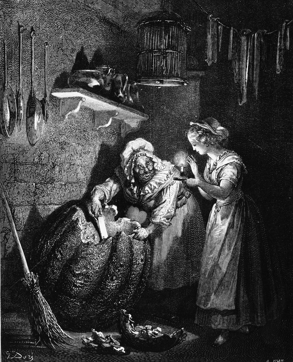 Askepot: illustration af Gustave Doré - i "Les Contes" af Charles Perrault. af Gustave Dore