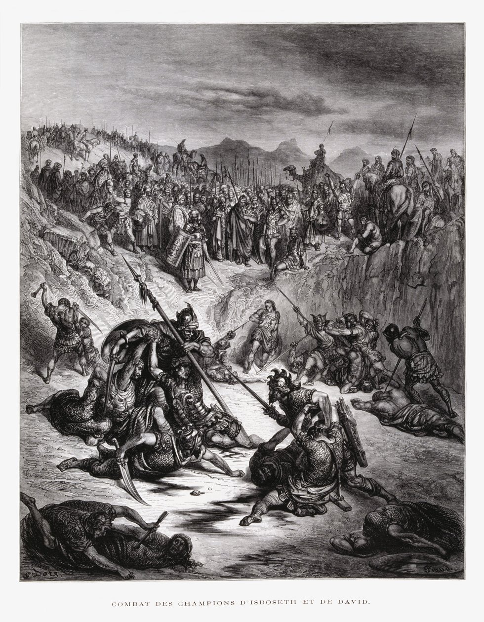 Ish-bosheths og Davids kampsoldater, illustration fra Dore-bibelen af Gustave Dore