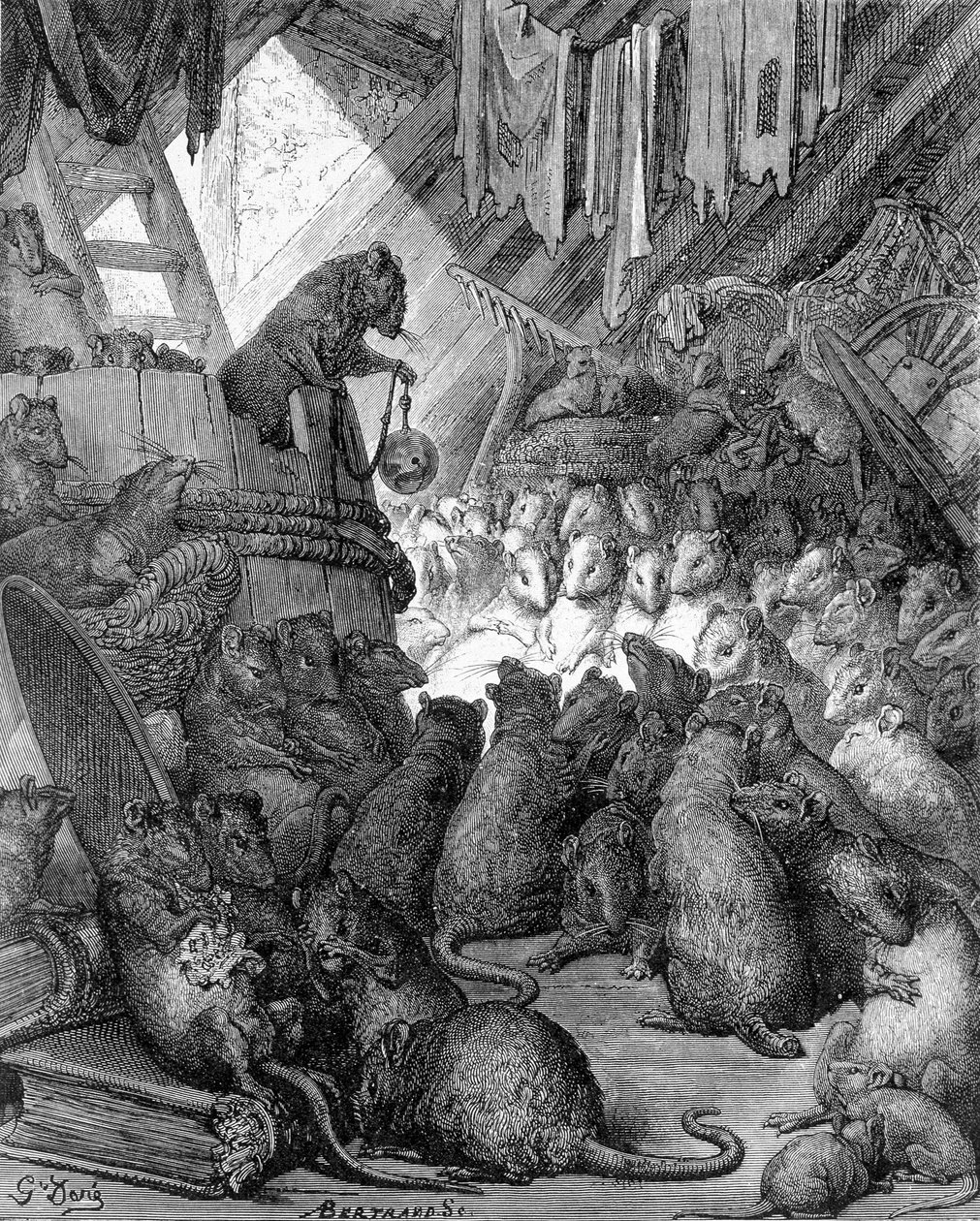 Råd holdt af rotter - i "" Fables"" i La Fontaine, ill. af Gustave Doré af Gustave Dore