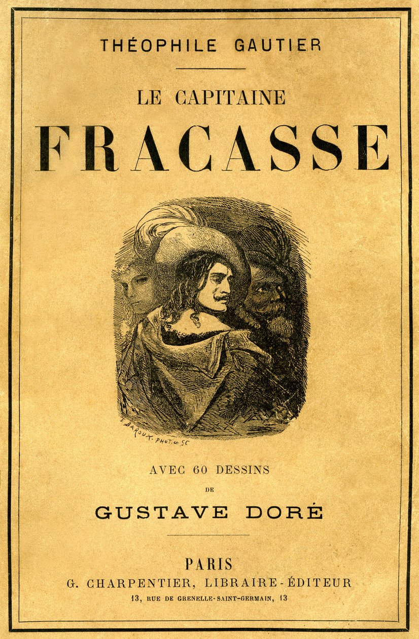 Omslag til Theophile Gautiers bog "Le Capitaine Fracasse", illustreret af Gustave Dore, udgave Charpentier slutningen af det 19. århundrede. af Gustave Dore