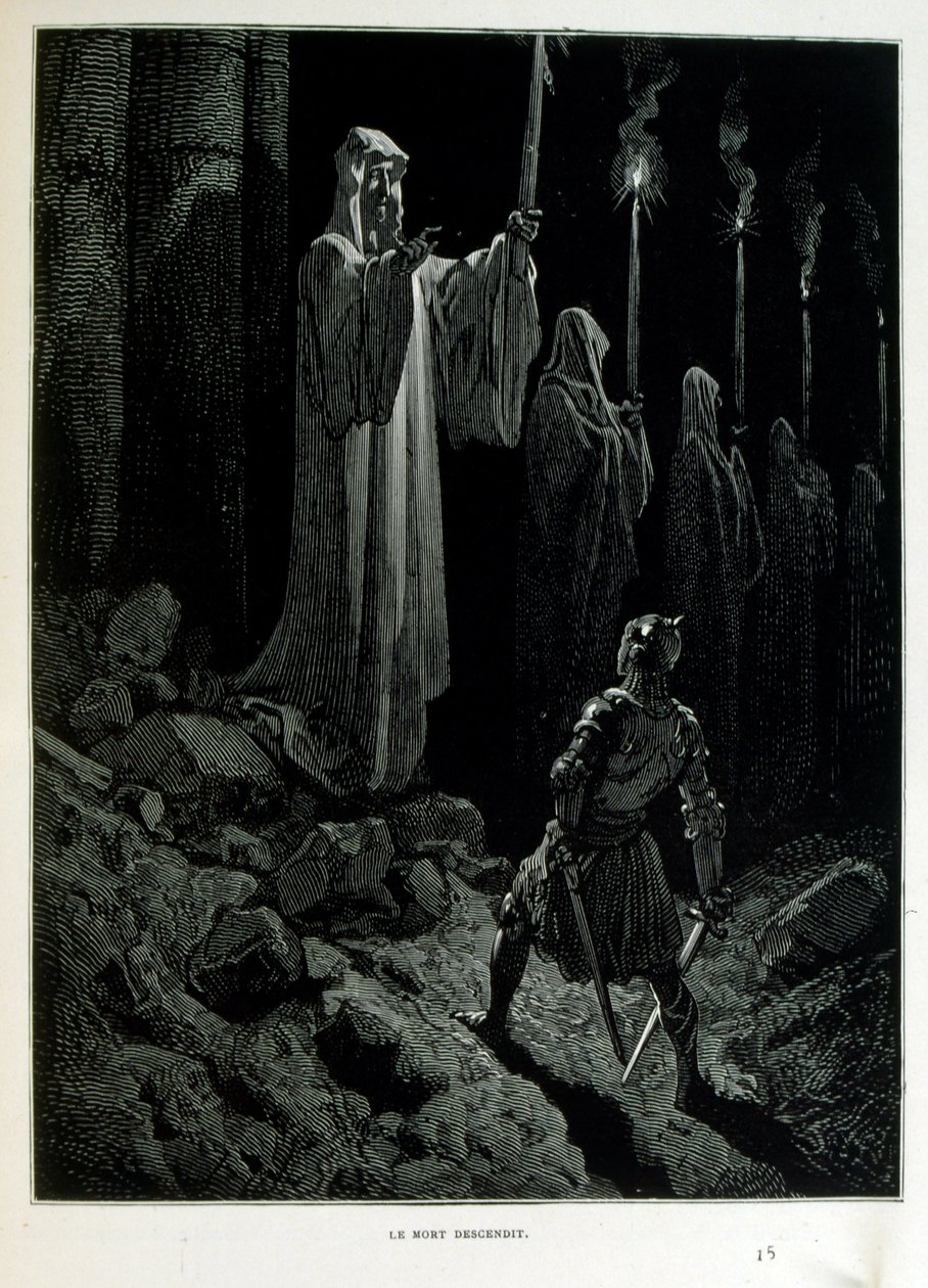 Croque-Mitaine; 1863 illustration, af Gustave Dore (1832 1883); Fransk kunstner, grafiker, illustrator. Croque-Mitaine (The bogeyman) en ondsindet karakter præsenteret for børn for at skræmme dem og dermed gøre dem klogere. af Gustave Dore