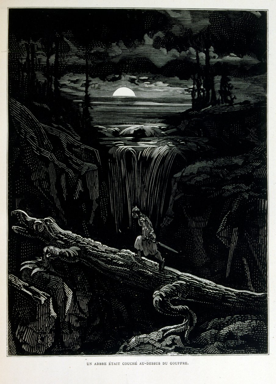 Croque-Mitaine; 1863 illustration, af Gustave Dore (1832 1883); Fransk kunstner, grafiker, illustrator. Croque-Mitaine (The bogeyman) en ondsindet karakter præsenteret for børn for at skræmme dem og dermed gøre dem klogere. af Gustave Dore