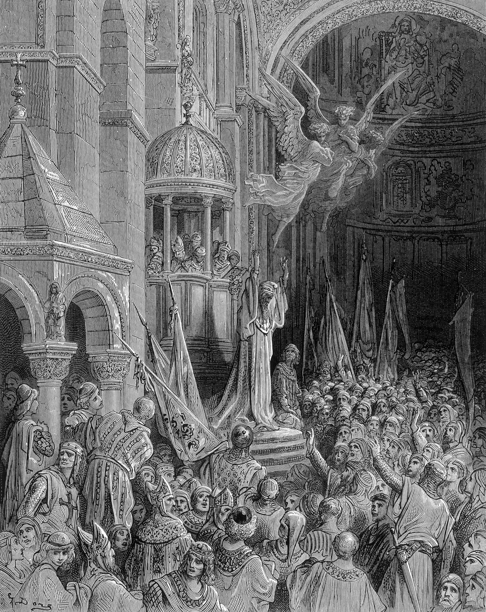 Dandolo prædiker korstoget i Markuskirken i Venedig - gravering af Gustave Doré af Gustave Dore