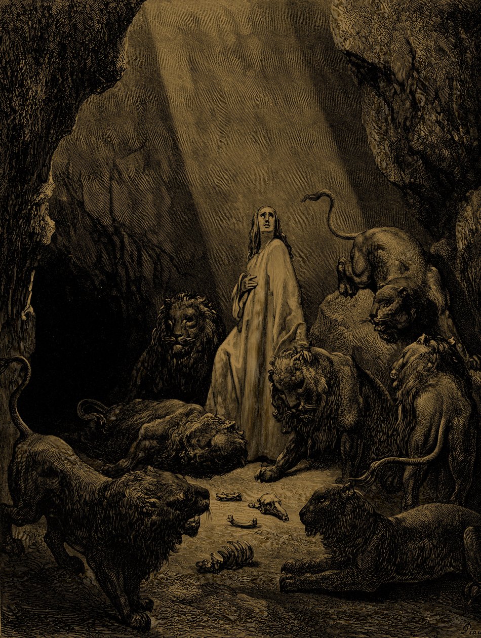 Daniel i løvernes hule af Doré. - Bibel af Gustave Dore