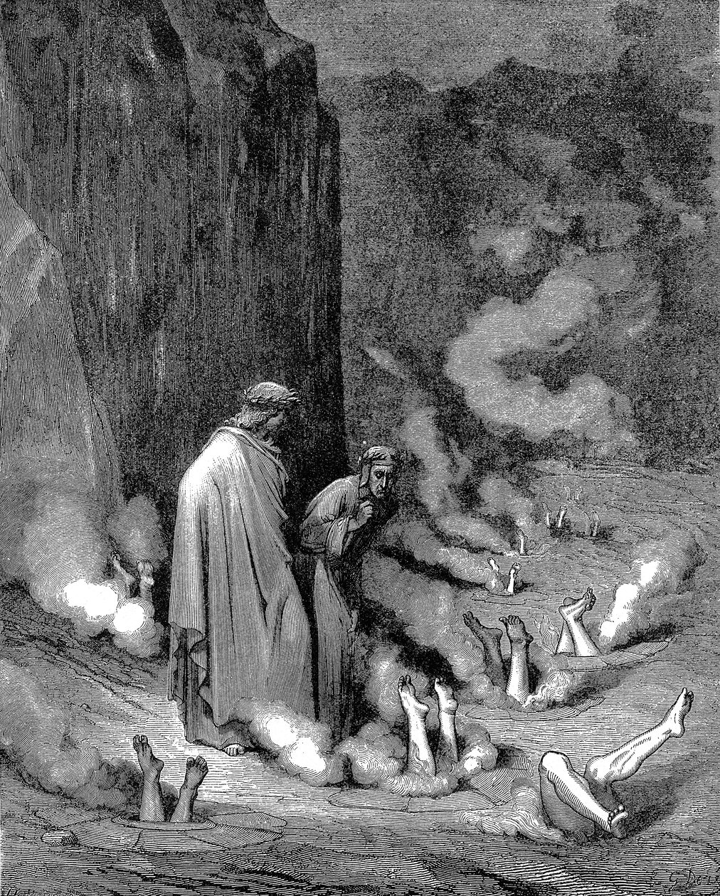 Dante og Virgil i infernoet, 1863 af Gustave Dore