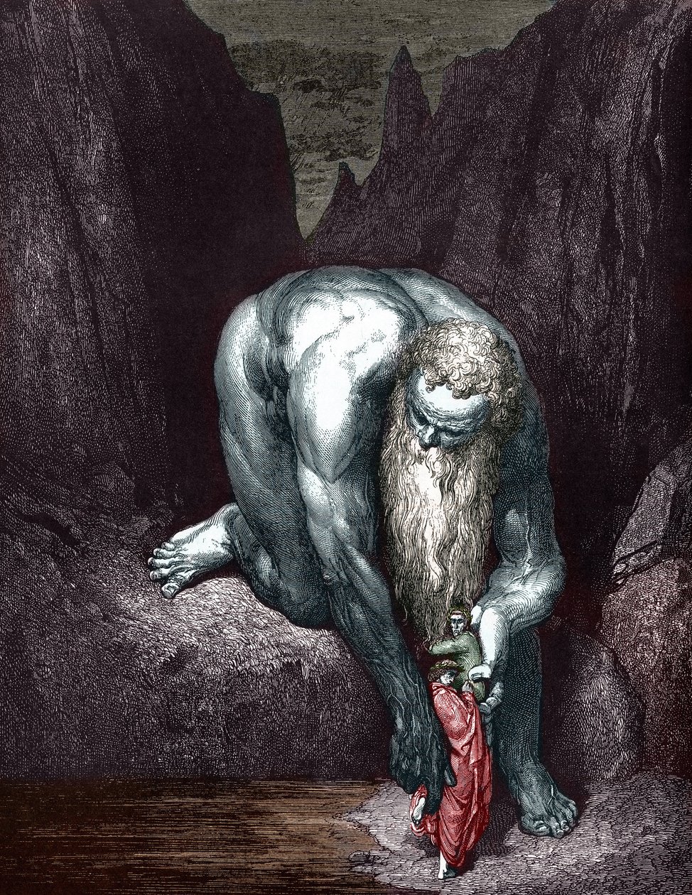 Dante og Virgil møder Giant Anthee, illustreret af Gustave Dore af Gustave Dore