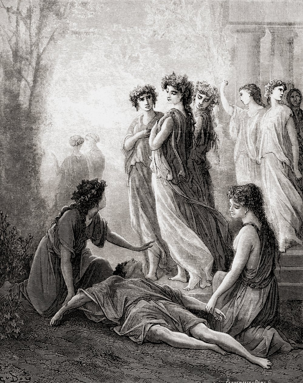 Daphnis et Alcimadure, fra en slutning af 1800-tallets udgave af Fables de La Fontaine (trægravering) af Gustave Dore