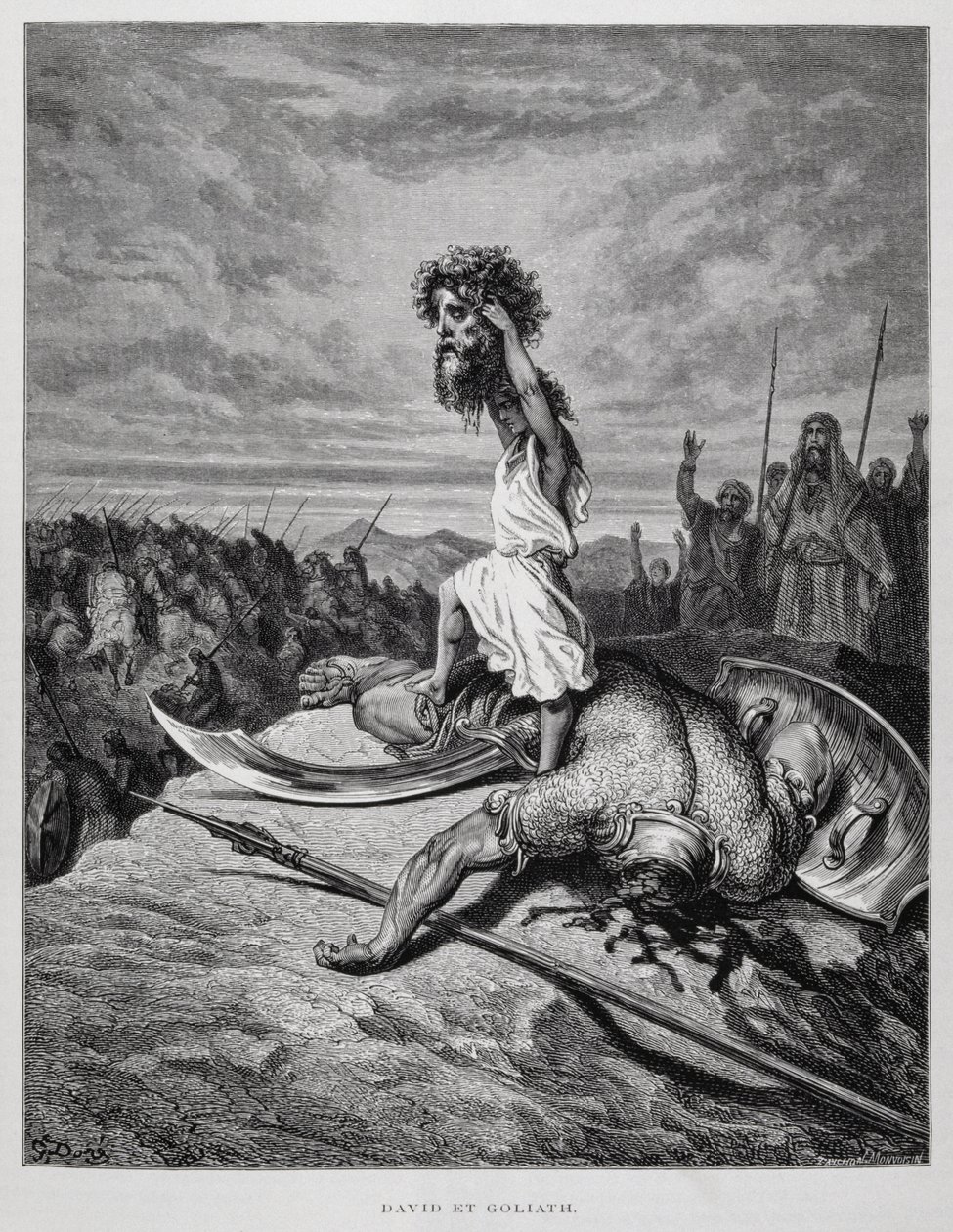 Daavid surmaa Goljatin, kuva Doren Raamatusta af Gustave Dore