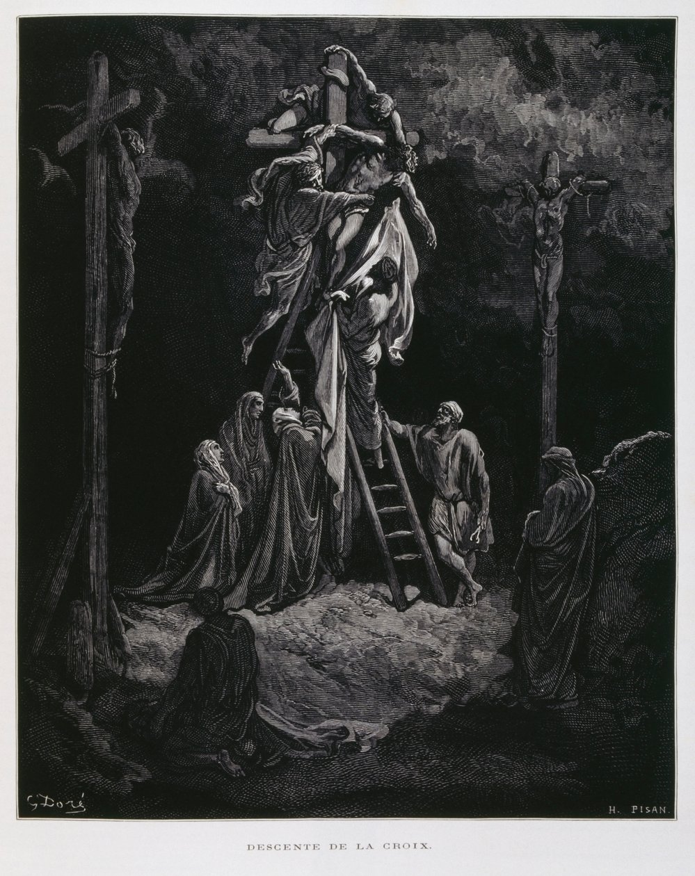 Kristi nedstigning fra korset, illustration fra Dore-bibelen af Gustave Dore