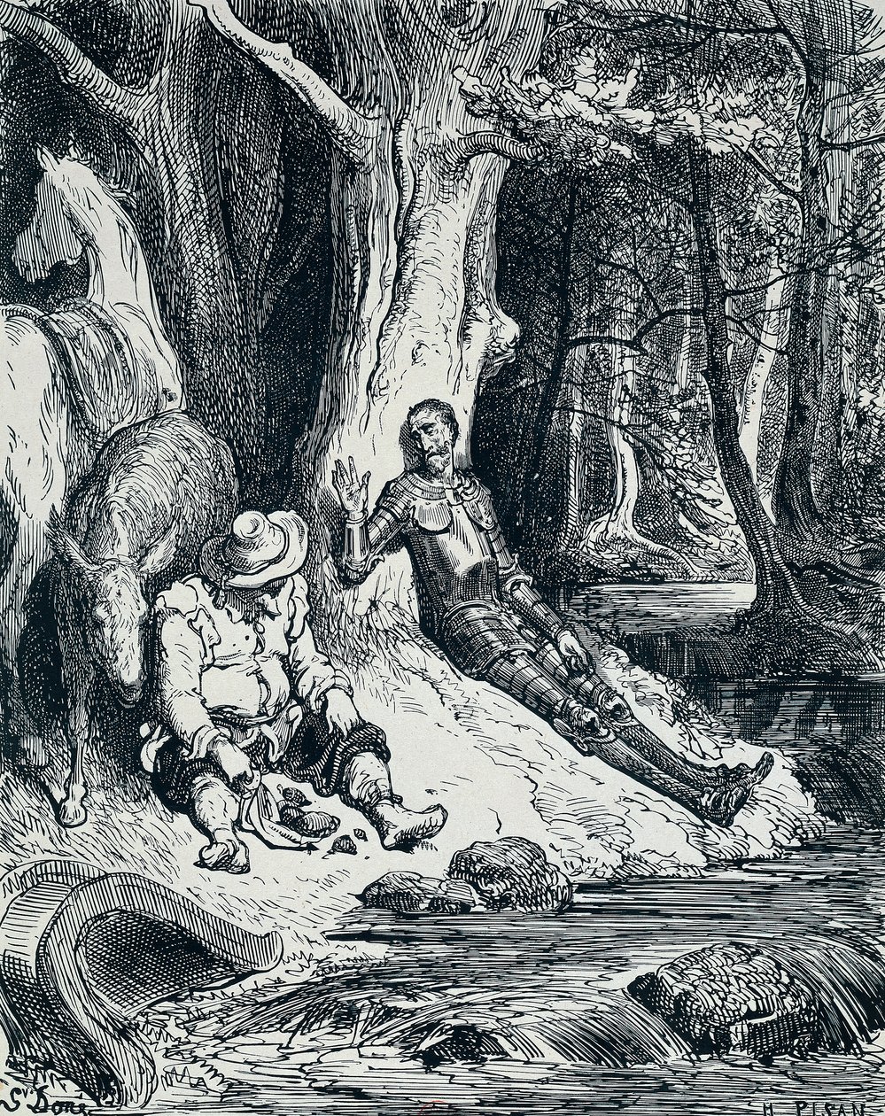 Don Quixote og Sancho Panza i illustration, af Gustave Dore 