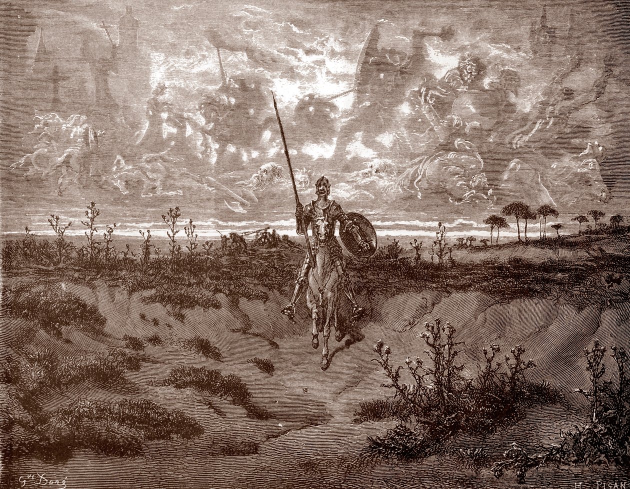 Don Quixote drager ud på sine eventyr Gravering af Gustave Dore (1832-1883) til "L