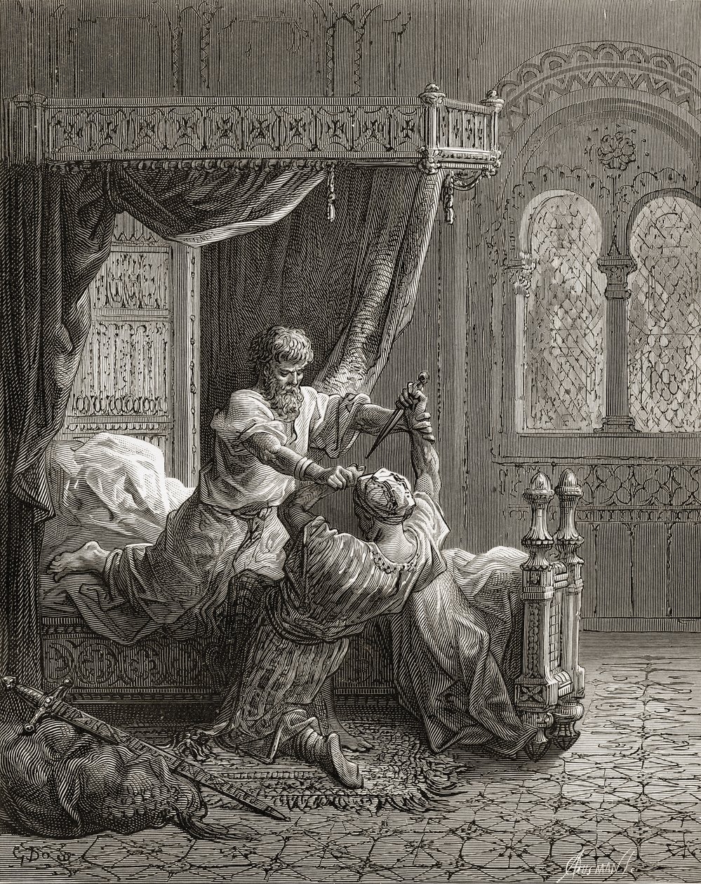Edward I (1239-1307) af England dræber hans ville blive snigmorder i juni 1272, illustration fra 