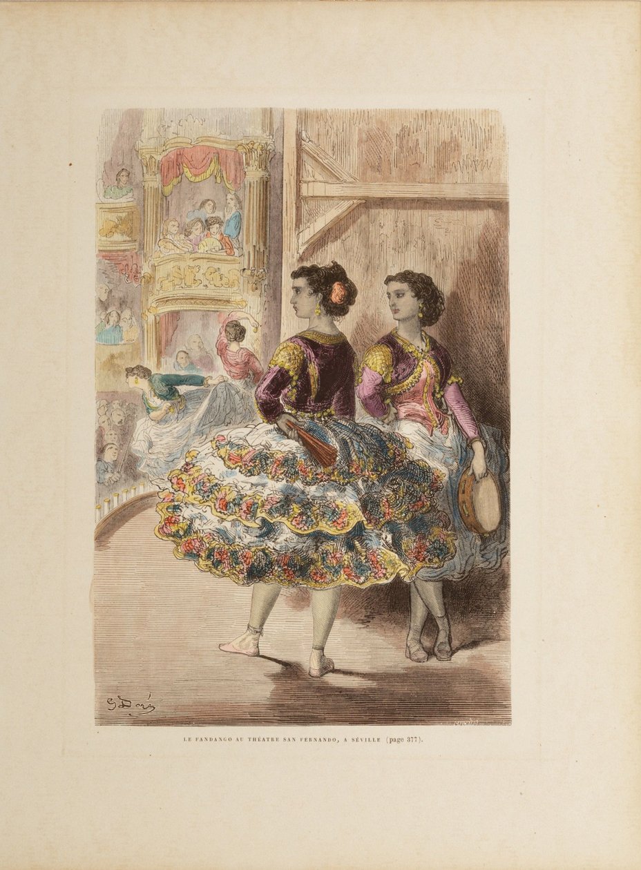 Fandangoen på Teatro de San Fernando i Sevilla, ca. 1874. af Gustave Dore