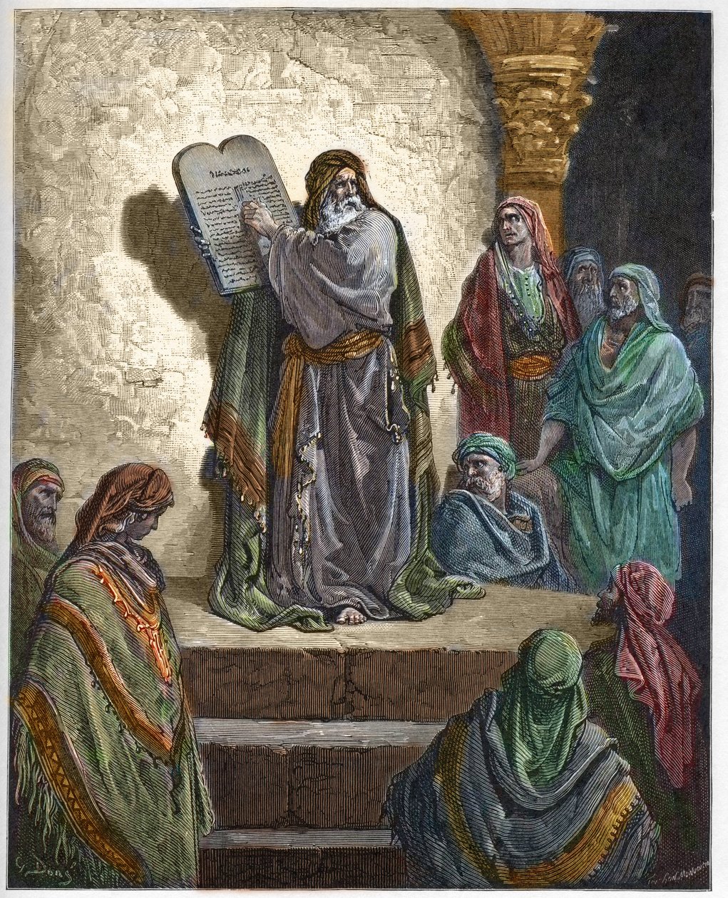 Ezra den skriftlærde læser loven for folket - - indgravering i "The Bible illustree" af Gustave Dore (1832-1883) - Indgravering fra "" The Dore Bible"" af Gustave Dore