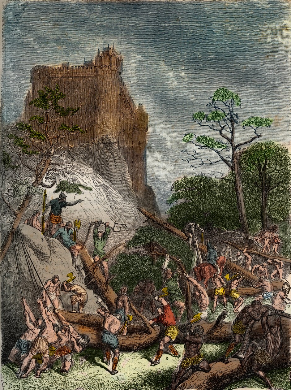 Feodalit i middelalderen: Livegne arbejder for Herren - Indgravering af Gustave Dore fra det 19. århundrede i "" Nationalhistorie illustreret af Frankrig fra de ældste tider til i dag"" 1876 - Privat samling af Gustave Dore