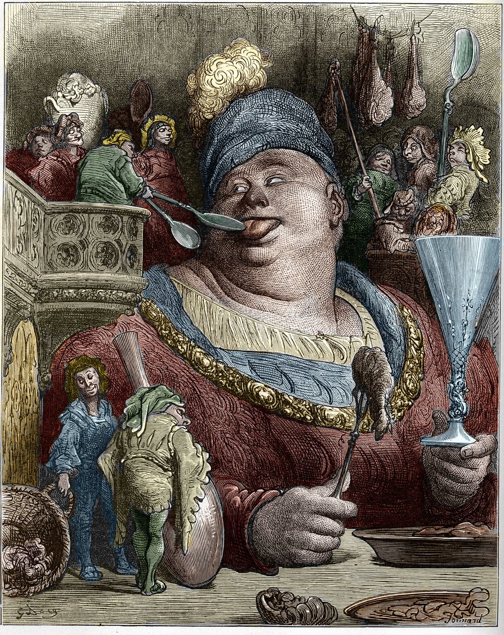 Gargantua karakter af romanerne af Francois Rabelais (1494-1553), fransk forfatter. Illustration af Gustave Dore (1832-1883). af Gustave Dore