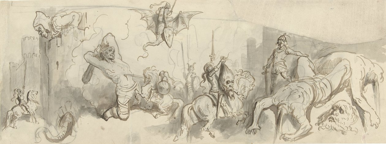Kamp mellem riddere og kæmper af Gustave Dore
