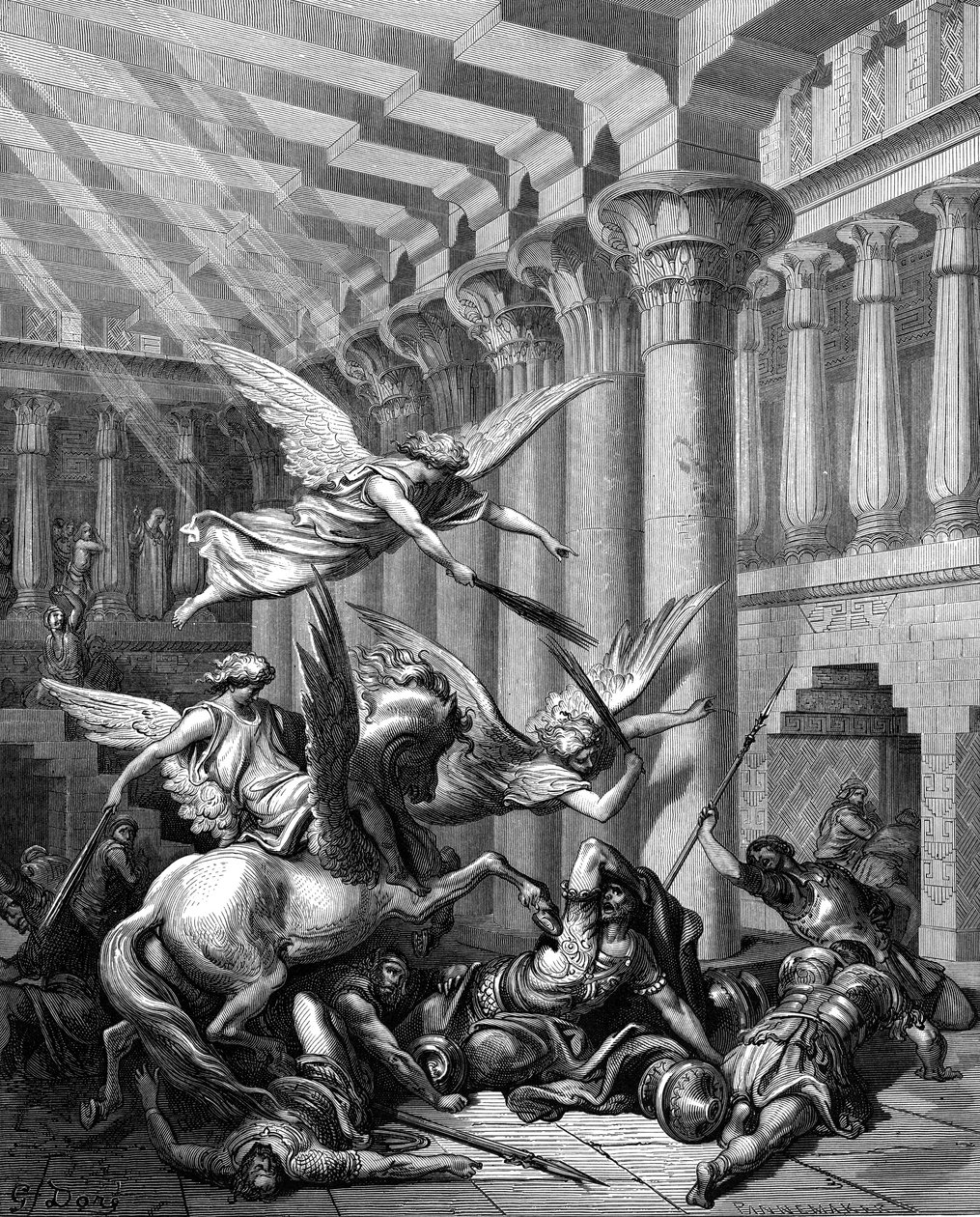 Heliodorus forsøgte at tage skatte fra templet i Jerusalem, 1865-1866 af Gustave Dore